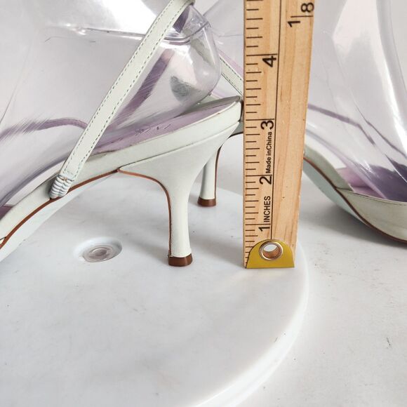 Gianni Bini Heels Size 9 Y2K 90s Mint Green Leather Pointy Square Toe Slingback - Picture 9 of 13